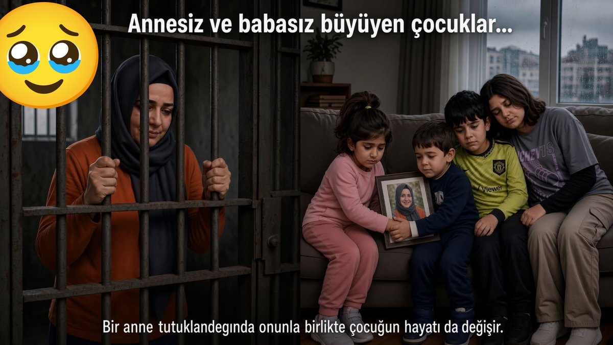 Hakk_Yolu27's tweet photo. 🖤 DUVARLARIN ÖTESİNDE YARIM KALAN HAYATLAR…
Annesiz, babasız evlerde, bir fotoğraf karesine sarılarak büyümeye çalışan yavruların sessiz çığlığına ses olalım.  

​Annesiz ve babasız büyüyen çocuklar... Bir anne tutuklandığında onunla birlikte çocuğun hayatı da değişir.  
​
BuMemleketin Çocukları
