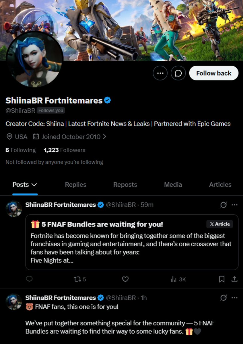 ShiinaBR's tweet photo. .@XCreators @premium How is it possible for a bot/scam account to copy my entire profile branding, get verified by your system, and run a scam campaign under my name?

This scam account, along with multiple accounts connected to it, has been flooding the comment sections of many creators in the Fortnite community for hours. How does X/Twitter not detect this at some point?