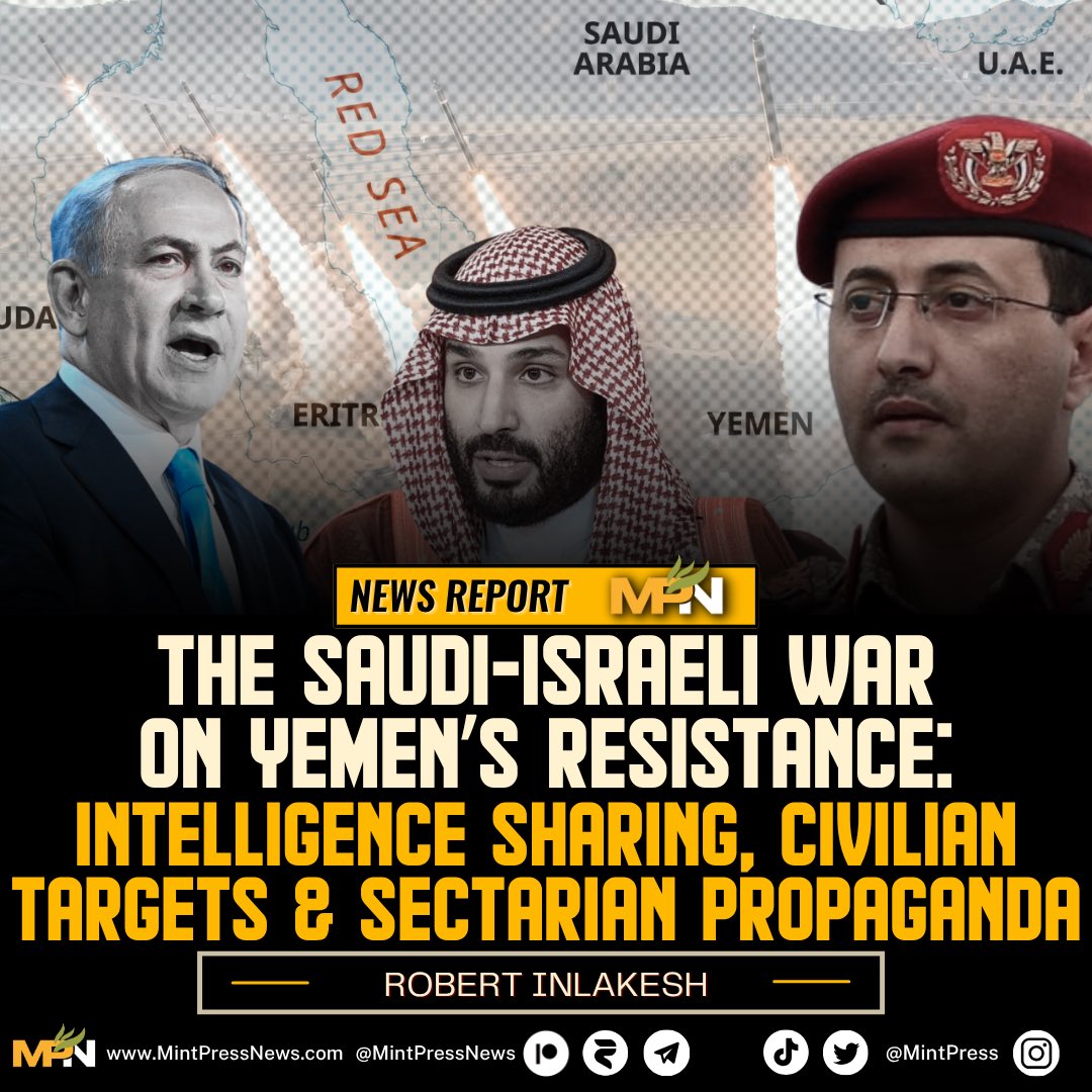 MintPressNews's tweet photo. ⭕️Behind closed doors, Israel and Saudi Arabia are drawing closer over Yemen—sharing intelligence, coordinating strategy and converging on a common enemy as the struggle for control of the Red Sea intensifies.

Read the full news report by Robert Inlakesh:

https://t.co/hFWZ6ed262
