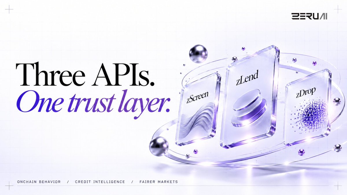 0xPritom's tweet photo. gn CT.

ZeruAI is building a trust layer for onchain finance.

@zerufinance is taking something crypto already has in abundance wallet history and turning it into usable financial intelligence.

zScreen looks across 11 years of Ethereum history to help with wallet screening and risk analysis.

zLend uses 70+ onchain credit signals from actual cash flows to build a deeper picture of wallet behavior.

zDrop focuses on Sybil-aware allocation, helping protocols distinguish real users from wallets built to farm incentives.

What makes this interesting is how these products connect.

The same onchain behavior that can help identify risk can also help evaluate credit, understand users and allocate incentives more intelligently.

As more financial activity moves onchain, wallet history becomes more than transaction data.

It becomes a source of trust.

And that’s the layer @zerufinance is building around.