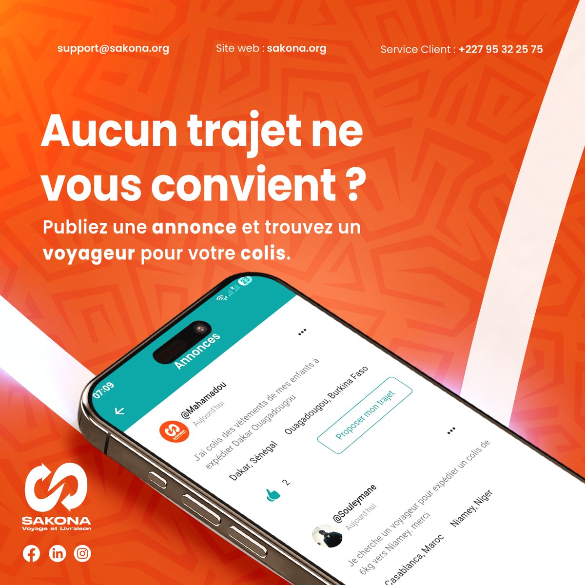 SakonaApp's tweet photo. Avec @SakonaApp, tout est simple, rapide et sécurisé.

Téléchargez l'application dès maintenant : https://t.co/sOmQtf00C1

Sakona — un bagage libre, un colis livré. https://t.co/x3I4dceDj2
