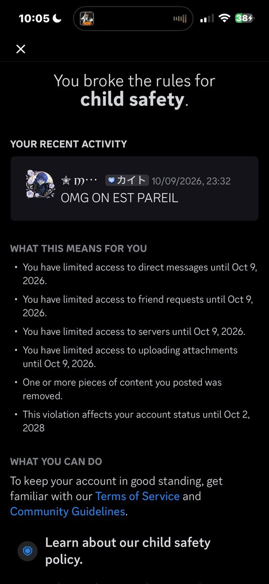 ksuosaiki's tweet photo. yeah yall striked me for saying "omg we’re the same" in my language, bffr.
i had my account and nitro for years, there are countless conversations and memories and now my account is at risk just bc you can’t do your job correctly ??? @discord @discord_support 
do something https://t.co/MYdlbxZpMZ