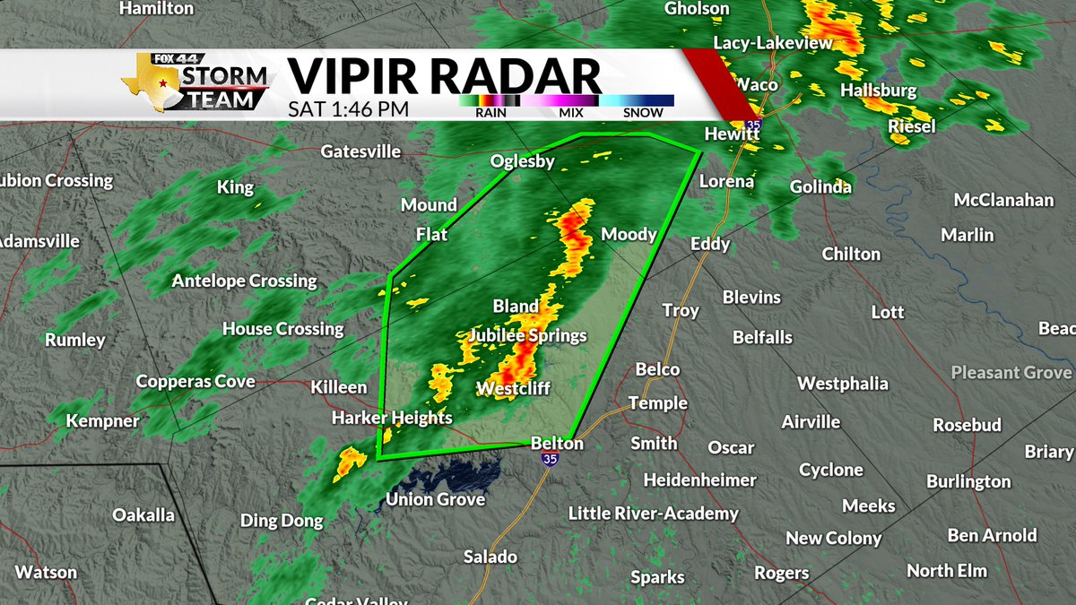 Sean_Pat_Ryan's tweet photo. A flash flood warning is currently in place for Bell, Coryell, and McLennan counties until 4:15 pm. Between 1-4 inches of rain have already fallen, with another 2-3 inches expected. Turn around, don't drown.
#FOX44WX https://t.co/75II6ONazk