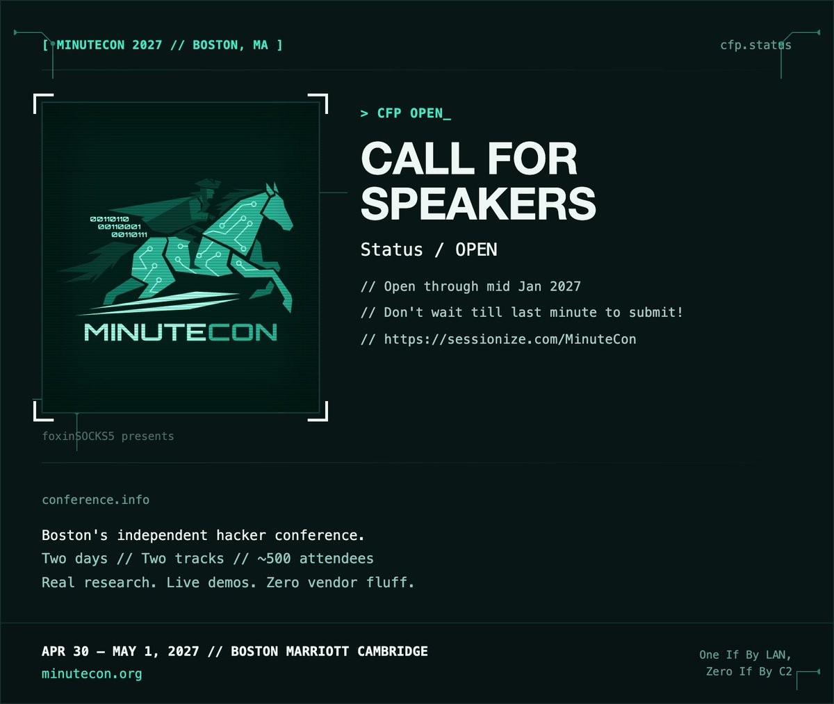 MinuteConBoston's tweet photo. You've been noodling on that talk idea for too long, it's time to polish it up and create some slides. https://t.co/OYiGf3zHAl 

#hacking #Boston #infosec #cybersecurity 

Please re-share this post with your networks for reach 🫶 https://t.co/tAfYXQeRRD