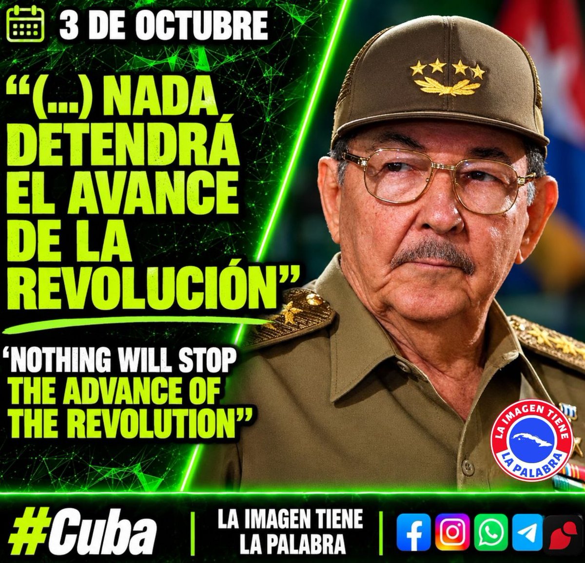 EjtoOccidental's tweet photo. 🔴🔵| Nada detendrá el avance de la Revolución.”
Una expresión de Raúl Castro Ruz que refleja una visión de continuidad y compromiso con el proceso revolucionario cubano.
🇨🇺 #Cuba https://t.co/ckeB7r6Az9