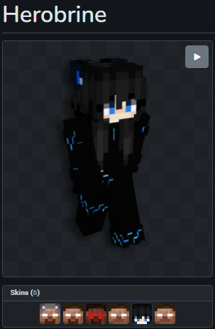 MinecraftMeme16's tweet photo. why did herobrine have a gamer girl skin for 2 days 😭 https://t.co/j4ki25zCbk