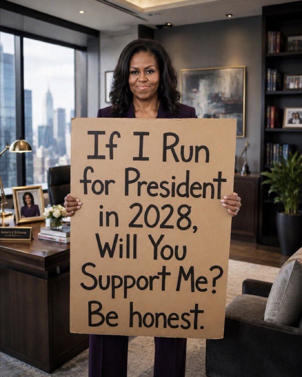 DanBig9953's tweet photo. What if America’s first female president was also a former First Lady?

Would you support Michelle Obama for President in 2028? 

YES

NO https://t.co/KYS2NQmImg