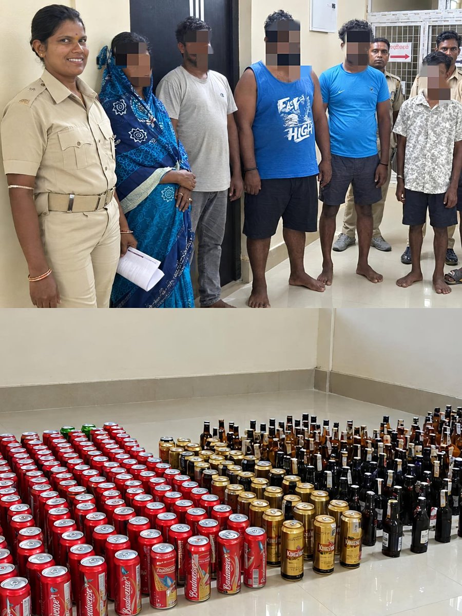 SpBhadrak's tweet photo. BHADRAK TOWN PS | STRONG ENFORCEMENT ACTION

Bhadrak Town PS Case No. 600 dated 02.10.2026 U/S 52(a) Odisha Excise Act &amp; Sec. 61(2)(b) BNS: 5 accused, including one woman, arrested. Police seized 186.87 litres illicit liquor—131.87 litres FL and 55 litres Aska 40. https://t.co/xq12cAeqa1