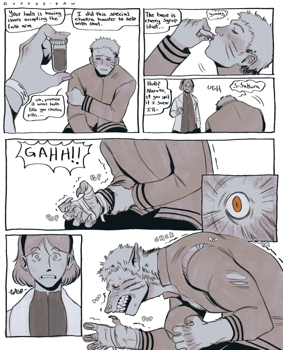PawGuppy's tweet photo. #TFoctober day 3: Character TF/ Science
commission for an anonymous client
Naruto Werewolf(werefox(?) The idea is that mixing chakra and any type of scientific invention never results in good things. Since Naruto has the 9tails chakra he's already prone to become a little furry https://t.co/LqcEzJmstn