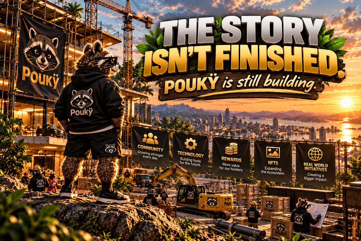 PoukyOfficial's tweet photo. THE STORY ISN’T FINISHED. 🦝

POUKŸ is still building.

What started with a character and a community is becoming something much bigger.

New ideas are being developed.
The ecosystem continues to take shape.
The community keeps growing.
And the vision keeps moving forward.

There will be new chapters, new experiences and new ways for the community to participate.

We’re not here to rush the story.

We’re here to build it properly.

Stay close. Watch the progress. Be part of the journey.

🦝 POUKŸ IS MORE THAN A MEME.