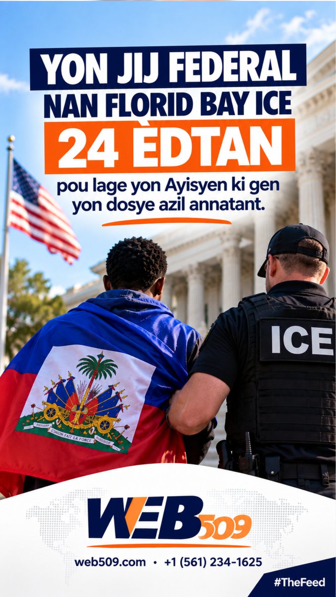dennly109's tweet photo. #TheFeed: Nan dat 2 oktòb ki sot pase la, Jij federal , Sheri Polster Chappell nan Florida te bay ICE 24 èdtan pou lage Walkens Ulysse, yon Ayisyen ki gen dosye azil annatant yo te arete.
Jij la te jwenn ICE pat suiv pwosedi legal obligatwa yo avan yo te arete epi detni Ulysse, tankou pwosesis ki gen rapò ak manda arestasyon ak Notice to Appear (NTA). Daprè jij la, sa te vyole dwa Ulysse pou "due process".