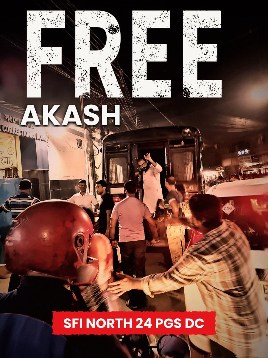 BiswanathDas07's tweet photo. SFI CEC Member Comrade Akash Kar was arrested in Kolkata last night after BJP workers allegedly vandalised an SFI programme on Gandhi Jayanti
SFI will not let the dissents of Gandhi’s assassins dictate what we do in this country

We will fight back
Free Comrade Akash!

#FreeAkash https://t.co/3hdm0maIad