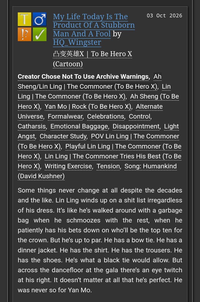 JoeyWingster's tweet photo. #tbhx #shengling #commonhealer fanfic

Injected some personal things into my rarepair fic and got to work through some feelings. Yay =v=

https://t.co/6YSozl3JOK https://t.co/LiKdQ3DCtI