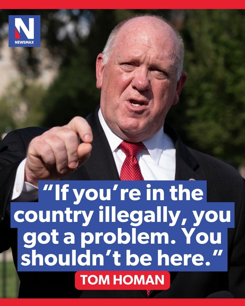 NEWSMAX's tweet photo. HOMAN ON DEPORTATIONS: Border czar Tom Homan says the administration is prioritizing illegal immigrants it considers public safety threats, but stressed that anyone in the country illegally is subject to removal. https://t.co/zOZZrw7Dpk