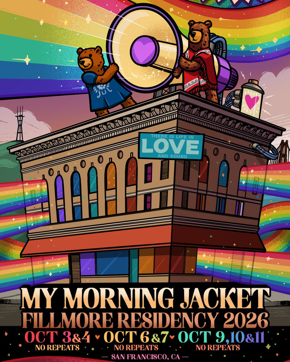 FillmoreSF's tweet photo. Night 1 of My Morning Jacket's Fillmore residency TONIGHT ❤️ 🌈  Doors at 7PM, show at 8PM. More info: https://t.co/508SfRqVFn https://t.co/HFHOSl7gcm