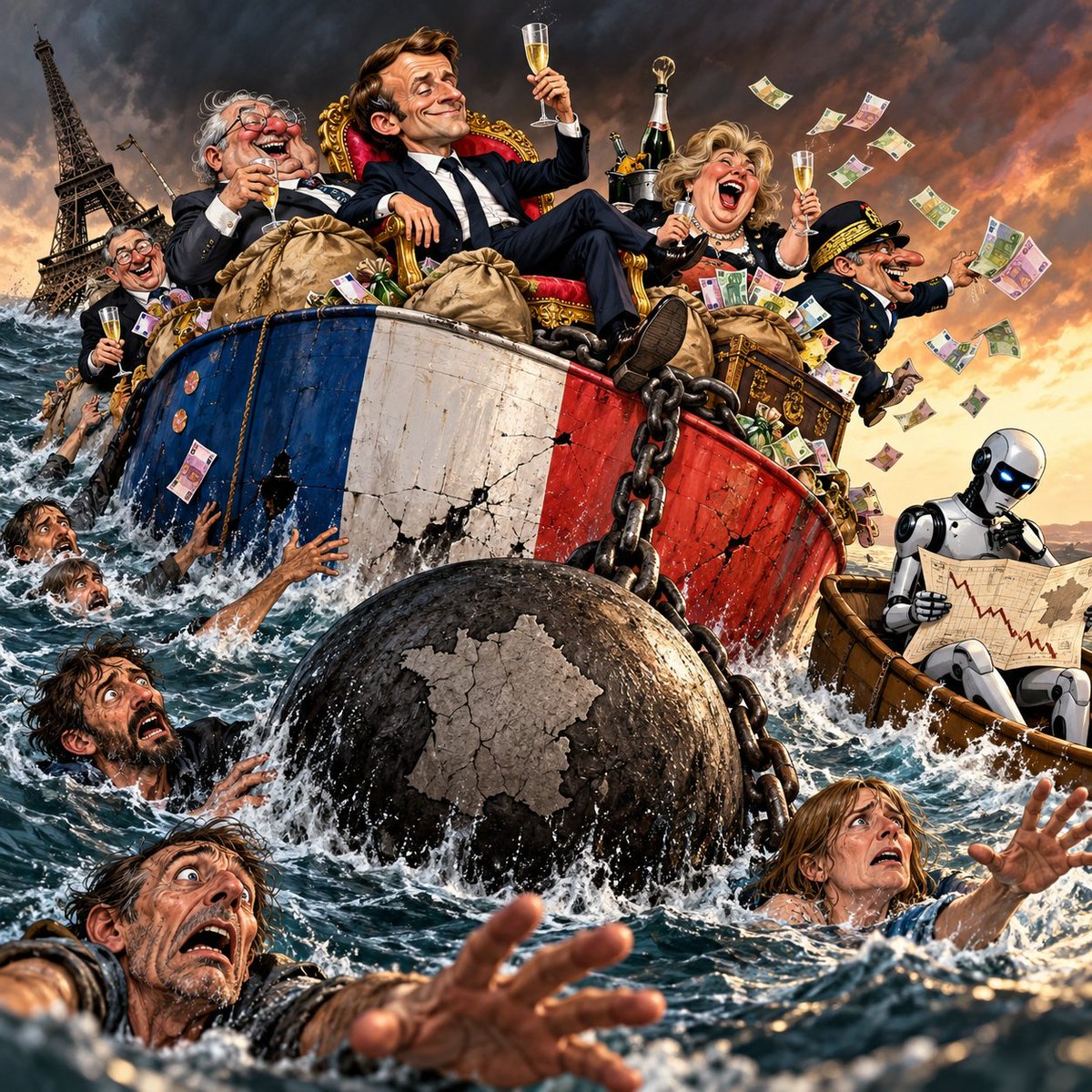 BPartisans's tweet photo. LA FRANCE EN FAILLITE D’IMAGINATION
Par @BPartisans 

La France ne gère plus ses finances : elle organise méthodiquement son découvert en conférence de presse.

Le gouvernement annonce 43 milliards d’euros de coupes et de prélèvements supplémentaires pour accomplir cet exploit historique : faire passer le déficit de 5,4 % à… 5 % du PIB. Quarante-trois milliards d’efforts pour gagner quatre dixièmes de point. À ce niveau, ce n’est plus de la rigueur budgétaire, c’est brûler les meubles pour réduire légèrement la facture de chauffage.

Alors on ressort la vieille trousse à outils du génie administratif français : désindexer, raboter, surtaxer, ponctionner. Quand cinquante ans de déficits conduisent dans le mur, surtout ne changeons pas de voiture : faisons payer l’essence plus cher aux passagers.

Et les marchés commencent à regarder Paris comme Paris regardait autrefois Athènes : avec cette petite inquiétude polie réservée au voisin qui assure que tout va bien pendant que les huissiers montent l’escalier.

Le spread entre la dette française et allemande à dix ans a dépassé 140 points de base. Les intérêts pourraient atteindre 91 milliards d’euros l’an prochain. Quatre-vingt-onze milliards non pas pour construire des hôpitaux, des centrales, des écoles ou des usines, mais simplement pour payer le privilège d’avoir déjà dépensé l’argent qu’on n’avait pas.

Voilà le chef-d’œuvre.

La France devient progressivement une gigantesque carte de crédit avec un drapeau tricolore imprimé dessus.

Et naturellement, personne n’est responsable. Chaque gouvernement découvre la dette comme Christophe Colomb découvrait l’Amérique : avec stupéfaction. Pourtant, les mêmes ont voté les budgets, empilé les déficits, distribué les milliards, multiplié les chèques et expliqué que s’inquiéter des comptes relevait d’un pessimisme ringard.

Maintenant que l’addition arrive, on cherche les poches encore pleines.

Le contribuable devient donc le distributeur automatique d’un État incapable de se réformer. Vous travaillez ? Taxe. Vous épargnez ? Taxe. Vous investissez ? Taxe. Vous transmettez ? Taxe. Vous respirez encore ? Patience, Bercy étudie probablement l’assiette fiscale.

Pendant ce temps, Paris continue de parler de souveraineté, de puissance, de réarmement et de leadership européen avec la majesté d’un empereur découvrant que sa carte bancaire vient d’être refusée.

Zero Hedge plaisante en suggérant de demander à Grok comment résoudre la crise budgétaire française.

Excellente idée.

Après cinquante ans à confier les comptes publics à ceux qui les ont méthodiquement défoncés, consulter une intelligence artificielle constituerait déjà un progrès spectaculaire :

au moins, pour la première fois, il y aurait le mot « intelligence » dans la gestion des finances françaises.

Source : https://t.co/XEF85raw80