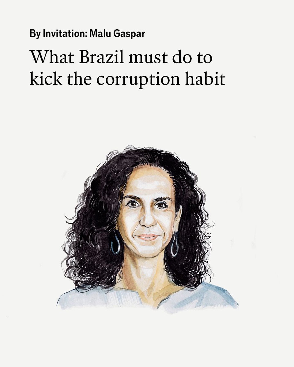 TheEconomist's tweet photo. “Once again, a Brazilian election is occurring in the midst of a colossal corruption scandal,” writes Malu Gaspar, the journalist who exposed the latest one. In a guest essay, she argues that the solution starts with overhauling the country’s judiciary and budget https://t.co/u5UWzcHcZb 

Illustration: Dan Williams