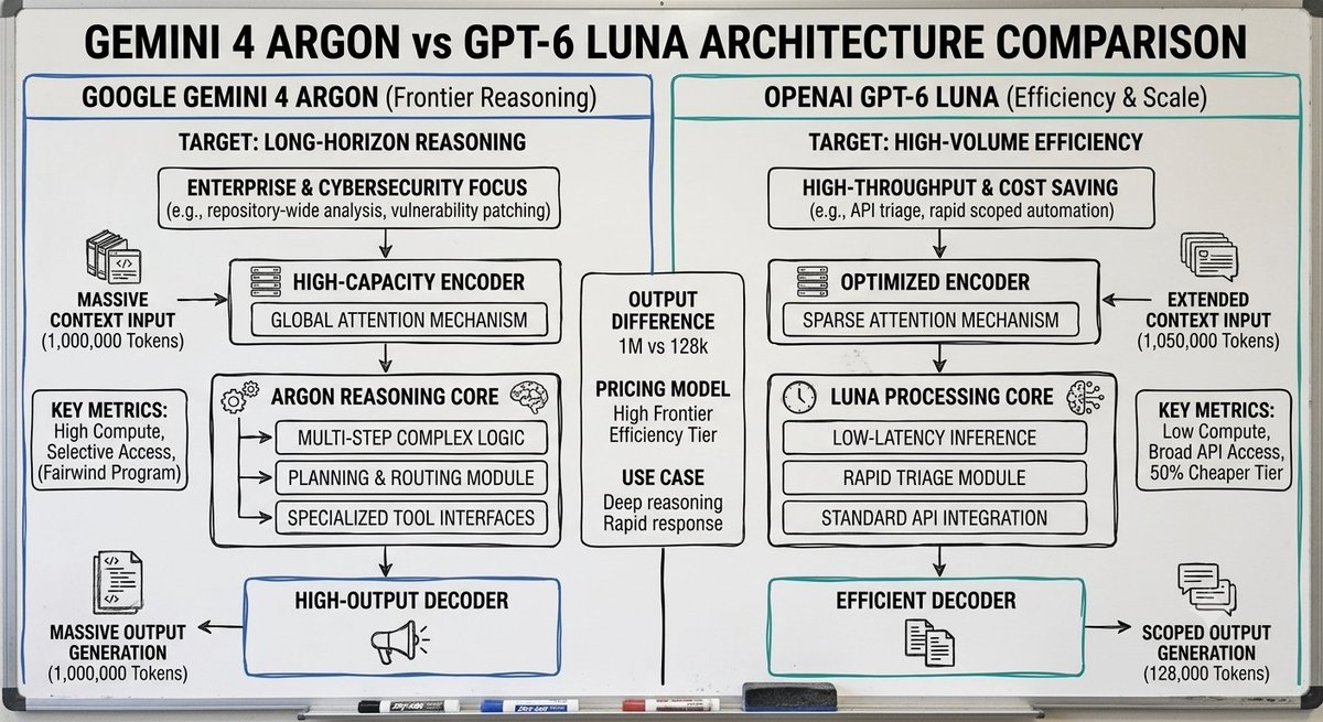 Dragoncoderx's tweet photo. Gemini 4 ARGON vs GPT-6 LUNA https://t.co/tlj9pZBsyu