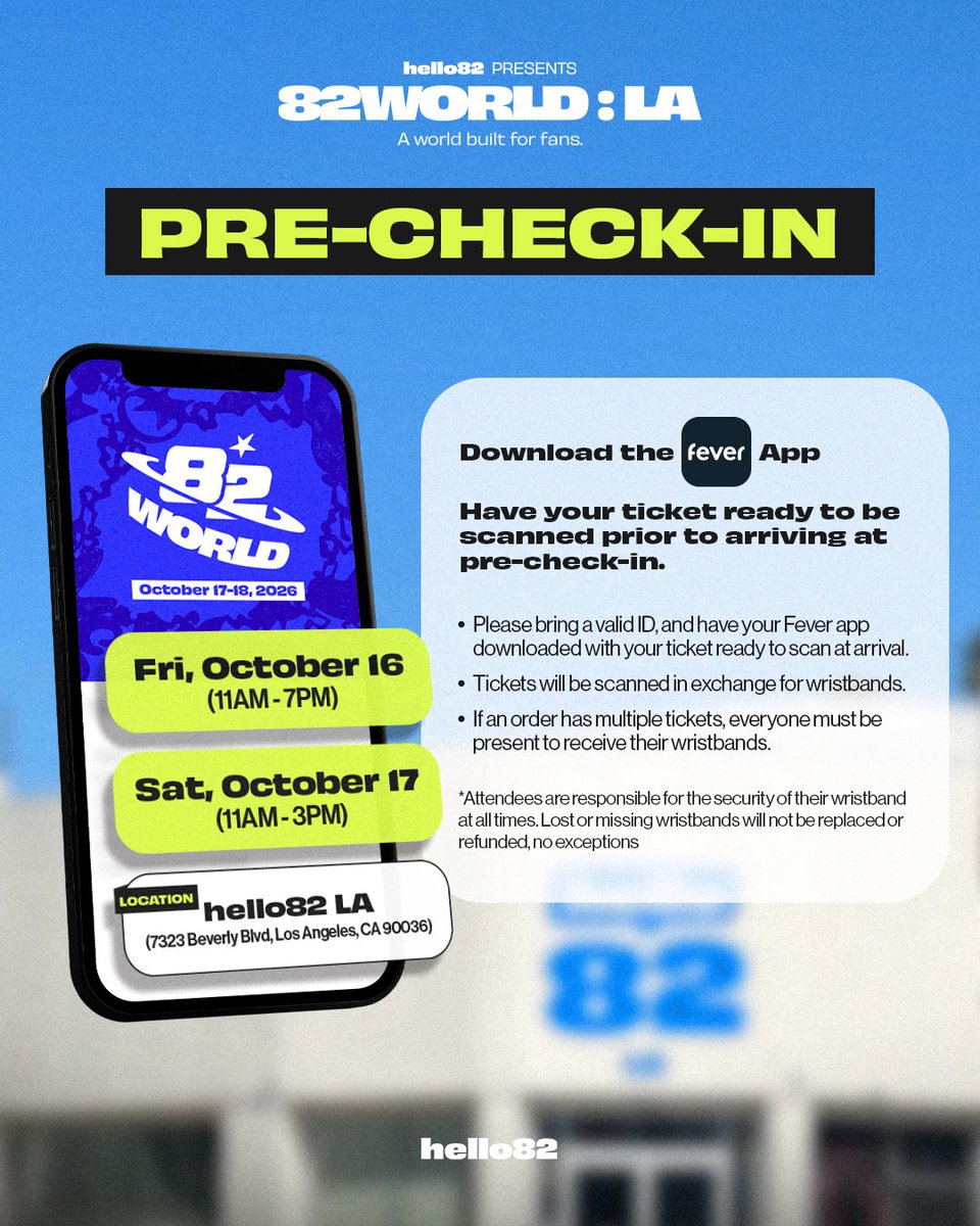 hello82PRESENTS's tweet photo. LA, are you ready for 82WORLD : LA? 👀✨
But first.. swipe to catch all the info you NEED to know before the fun begins!

🎟️ TICKETS AVAILABLE NOW!
🔗 https://t.co/pJakhVlD3K

🗓️ October 17-18, 2026
📍 LA State Historic Park

#82WORLD #82WORLDLA #hello82PRESENTS #hello82 https://t.co/N8eiGLwcSI