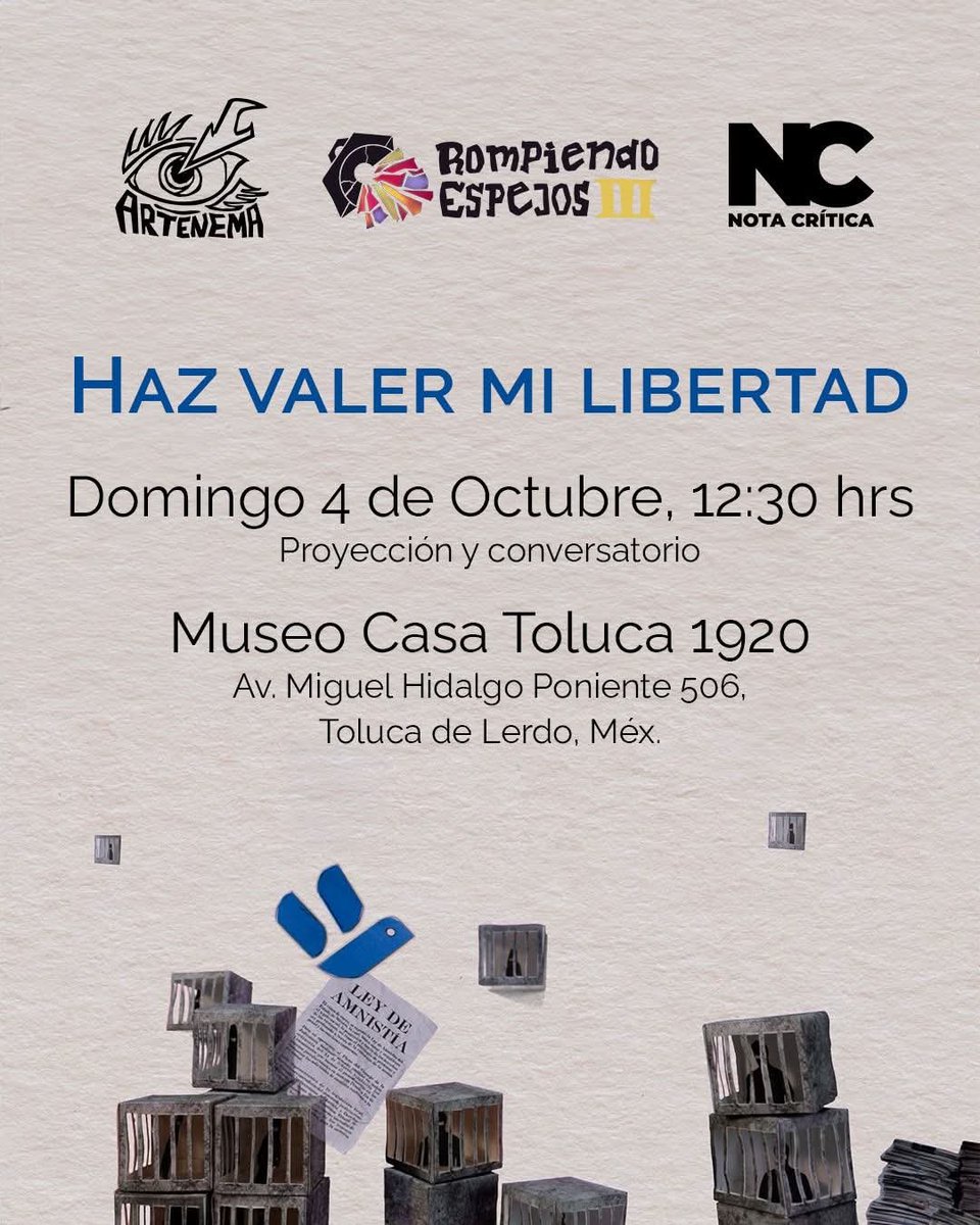 Hazvalermilibe1's tweet photo. Les invitamos a la proyección del documental sobre personas injustamente presas que amablemente proyectan los compañeros de Artenema 

¡Ayúdenos a compartir!

#InjustamentePresos

@delfinagomeza @mgdohector @VDPombudsperson https://t.co/xb65Yz2nQB