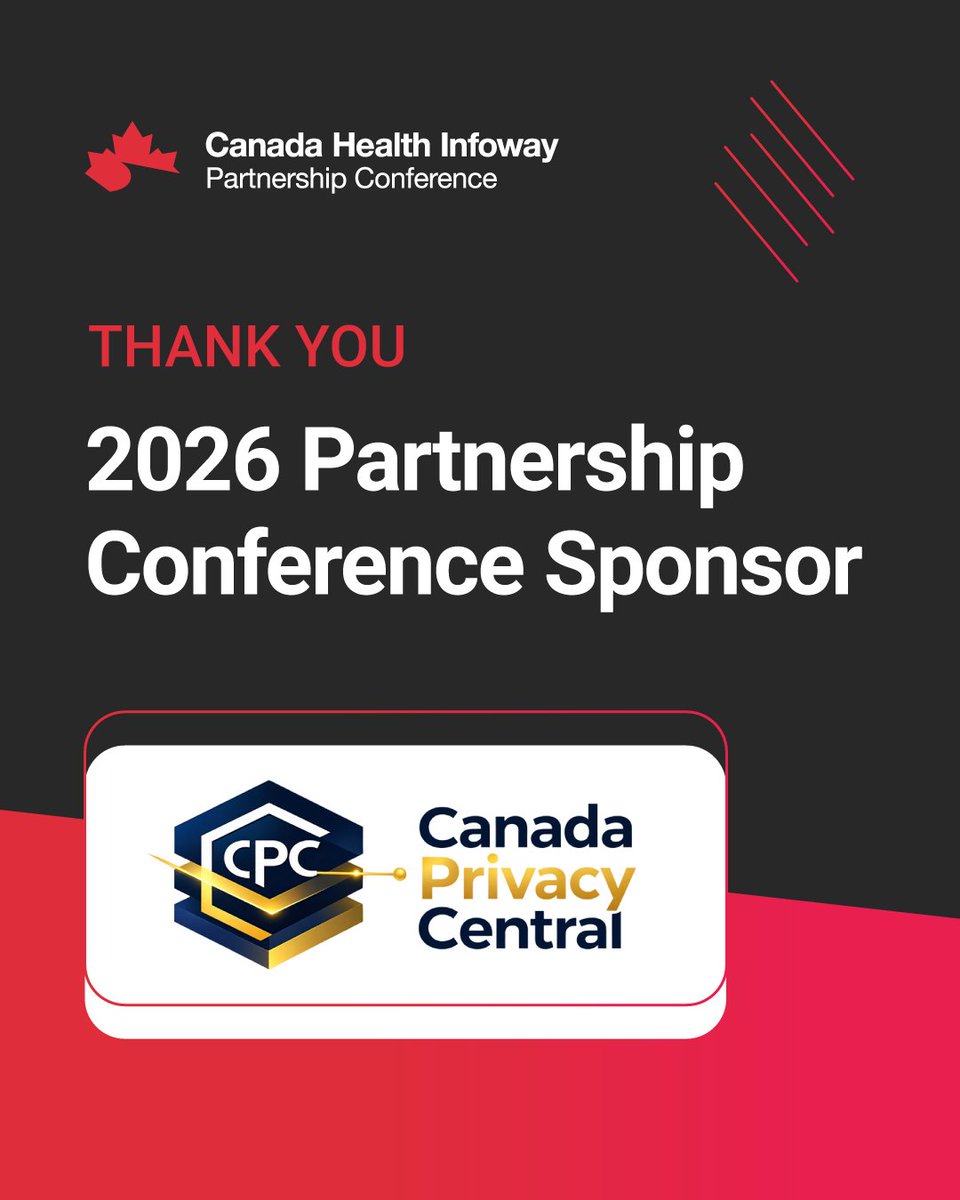 Infoway's tweet photo. Thank you to 2026 Infoway Partnership Conference Wi-Fi sponsor, Canada Privacy Central. https://t.co/yGnmPLKGZk #ThinkDigitalHealth https://t.co/miUOnIsIPC