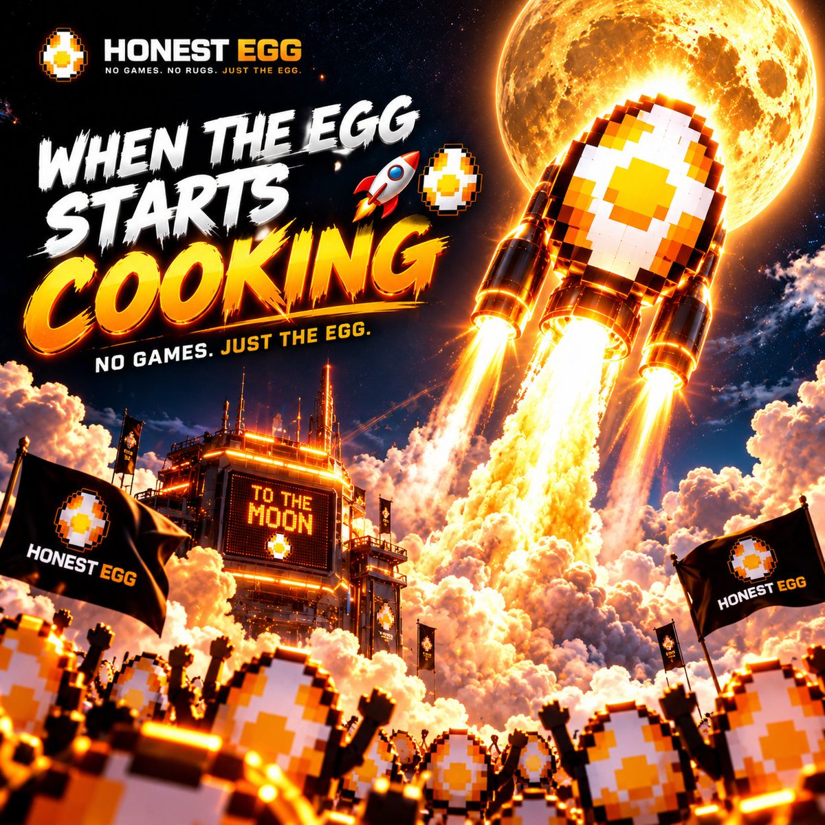 realey8n's tweet photo. When the EGG starts cooking, you already know what time it is 🥚🔥🚀
No games. No rugs. Just the EGG getting bigger and aiming straight for the moon 🌕⚡
@HonestEgg https://t.co/rpbgXnlq4G