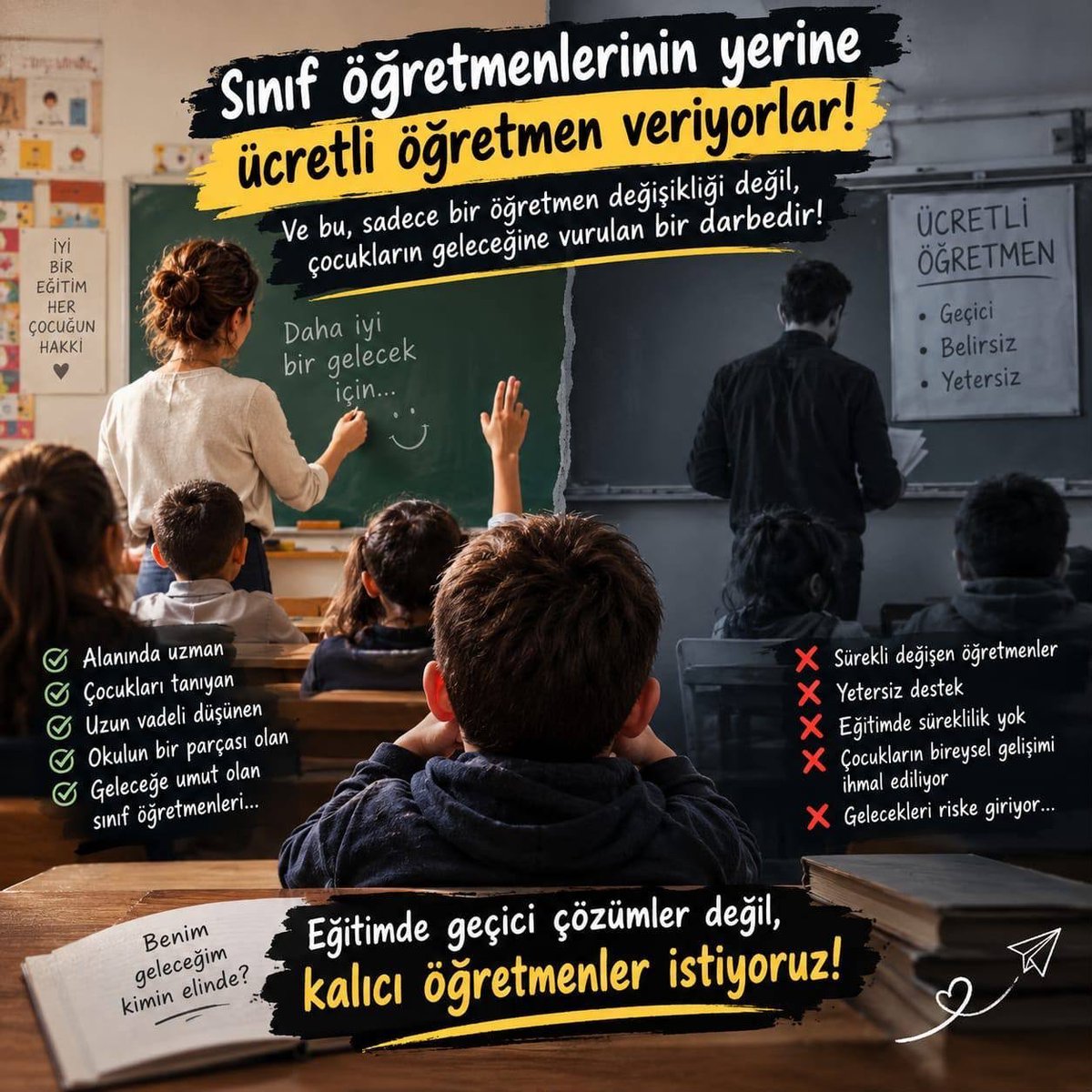 sinifci61's tweet photo. Birleştirilmiş sınıflar, ücretli öğretmenle doldurulan ilkokul kadroları ve bekleyen binlerce sınıf öğretmeni... Geleceğe yatırım yapmak istiyorsak temel eğitimi görmezden gelemezsiniz! #CbBranşlaraAdil50BinAtama
@Yusuf__Tekin @RTErdogan @oktay_saral @dbdevletbahceli @memetsimsek https://t.co/41kc93UGct