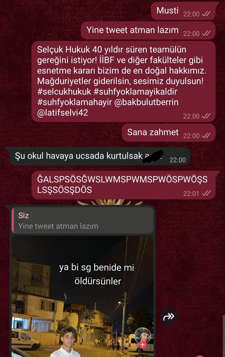 bencededostum_'s tweet photo. Selçuk Hukuk 40 yıldır süren teamülün gereğini istiyor! İİBF ve diğer fakülteler gibi esnetme kararı bizim de en doğal hakkımız. Mağduriyetler giderilsin, sesimiz duyulsun!
#selcukhukuk #suhfyoklamayikaldir #suhfyoklamahayir @bakbulutberrin @latifselvi42 https://t.co/4LHCKO217E