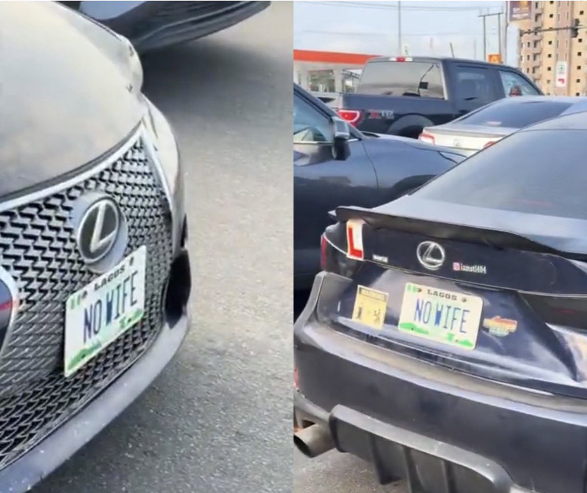 instablog9ja's tweet photo. Netizens amused as car with "NO WIFE" number plate is spotted in Lagos https://t.co/HC0jytgibQ