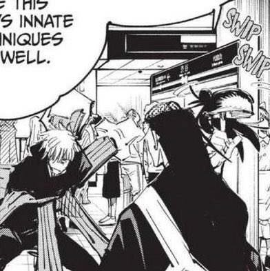 kkubluu's tweet photo. so you’re telling me kenjaku SPINNED the top of suguru’s skull like a basketball AND NOBODY THOUGHT TO ANIMATE IT??? https://t.co/vOWA31dDVd