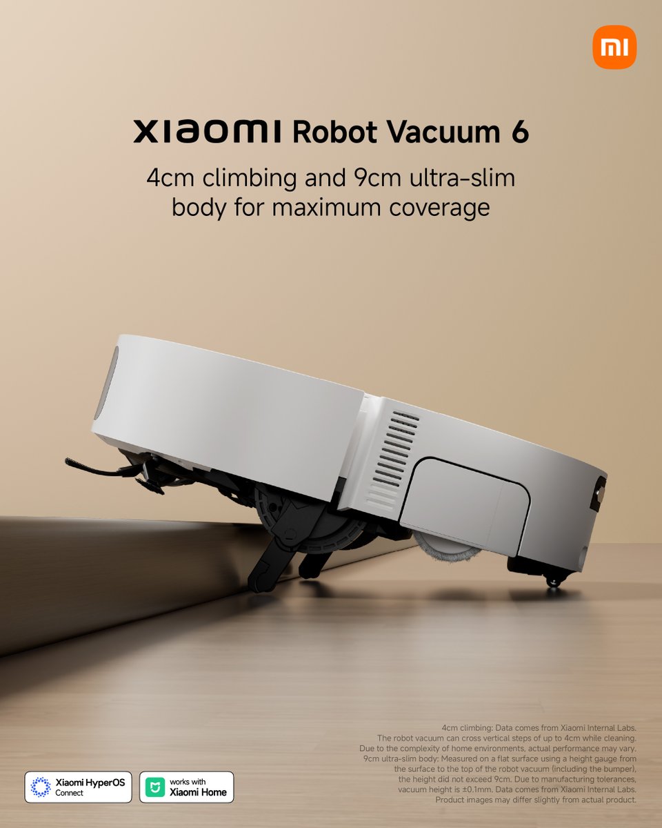 XiaomiMalaysia's tweet photo. Meet the Xiaomi Robot Vacuum 6! From hard-to-reach edges to tricky obstacles, it’s designed to keep your floors cleaner with less effort ✨
📌 Get yours now: https://t.co/WUN7iHcUWs
#XiaomiMalaysia #XiaomiRobotVacuum6 #SmartTechAppliances #SmartLiving https://t.co/kv1Jn7cM4F