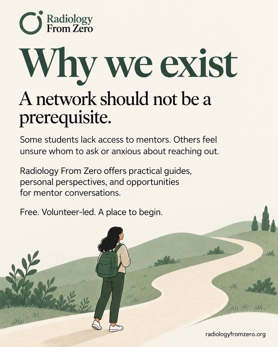 Troyng99's tweet photo. Introducing Radiology From Zero: free guides and mentor conversations for medical students exploring radiology and college students exploring medicine.

Residents, fellows &amp; physicians: volunteer for a 15–20 min conversation. Please share!

https://t.co/fCQDnAv5Jb https://t.co/skk9KdzUlD