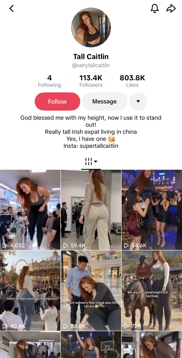 k4zxbt's tweet photo. girl influencers are dead

another AI giant girl maded with GPT Astra just hit 113k followers and $16,344 for 2 weeks

the format is getting copied faster than people can learn it

> ask ChatGPT for a giant redhead character sheet
> put a guy a foot shorter next to her so the height reads in 1 second
> swap her into viral couple clips with Seedance 2.5
> caption it like a flex, "I let him feel tall for a brief moment"

the next one is probably being prompted right now