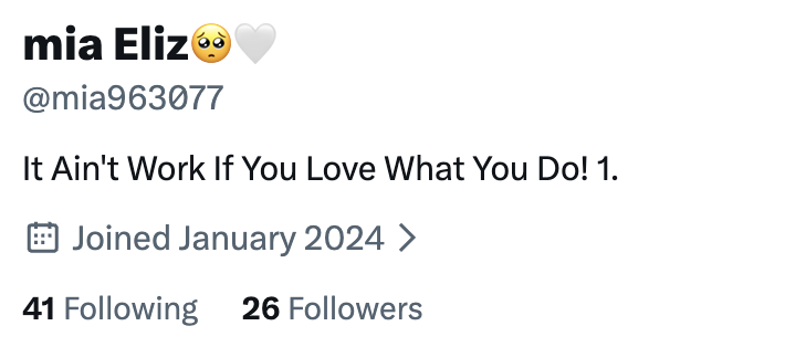 flavouredcheer's tweet photo. "It ain't work if you love what you do" and it's scamming people. 🫩 https://t.co/RsxygAk5aq