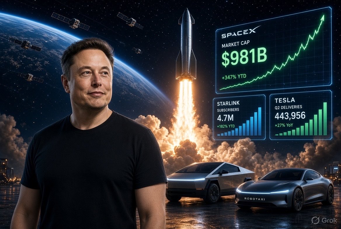 Vishal_Songara's tweet photo. Day 276 of Muskness: On Oct 3, Elon crushed it: Tesla’s 486k Q3 deliveries beat estimates, SpaceX launched multiple missions + Starship deployed Starlink V3, and his net worth hit $981B. Absolute legend pushing humanity forward! 🚀
@elonmusk @grok https://t.co/jH0puemPCA