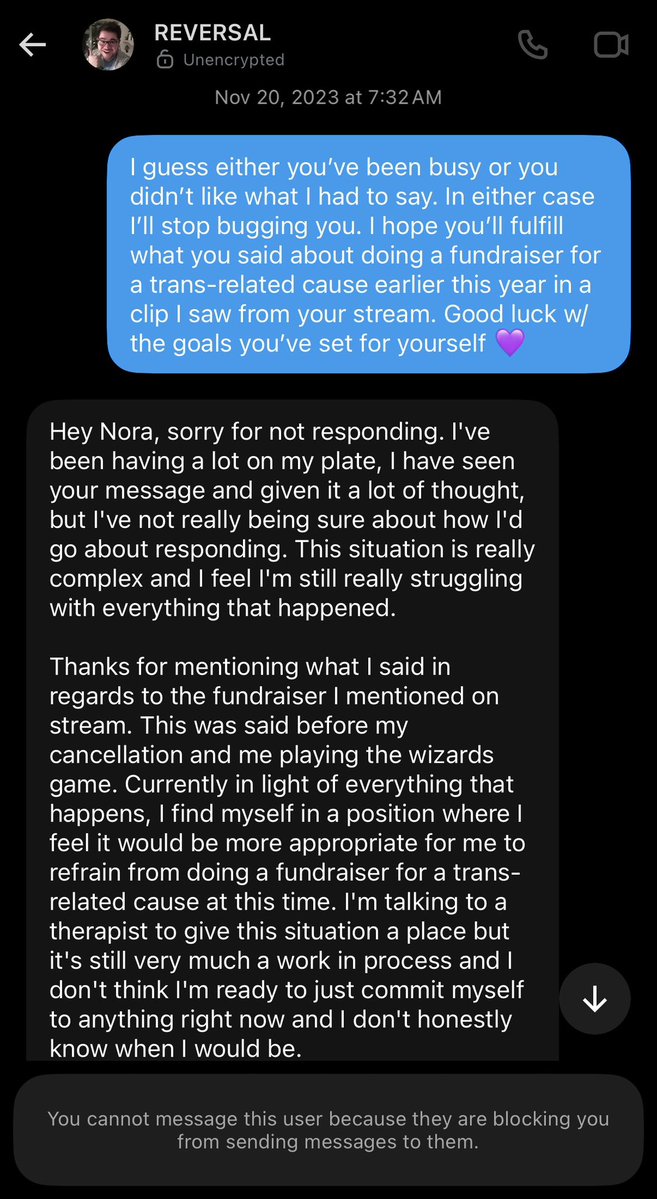 norainthefuture's tweet photo. let’s be clear why. 3.5 years after streaming hogwarts legacy you *still* haven’t done this fundraiser you promised.

i tell this to the organizer of every single pokémon event i’m a part of who considers inviting you.

*they* decide not to invite you. every single time. https://t.co/t5zuEtsq6b