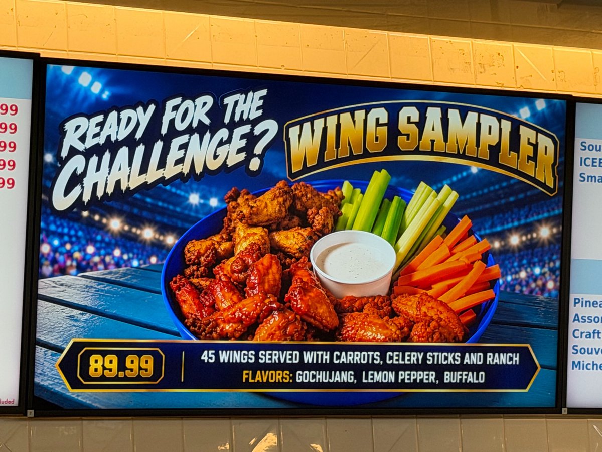 ArashMarkazi's tweet photo. Some of the meal deals at Dodger Stadium: 

Wing Sampler: $89.99
Hello Kitty Collector’s Popcorn: $59.99
Hot Dog Combo: $59.99
Nacho Combo: $34.99 https://t.co/ms5CDsuWgY