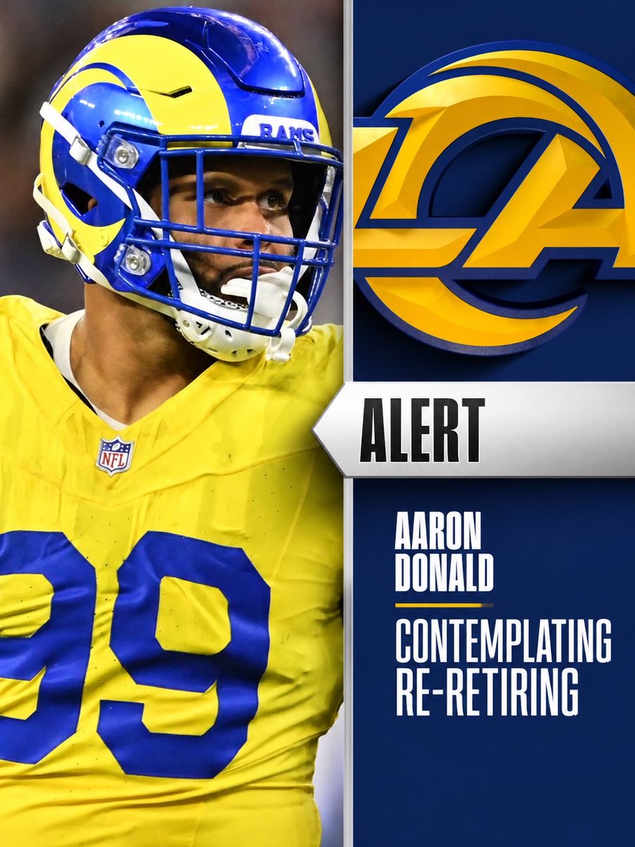 JackFletcherNFL's tweet photo. 🚨 BREAKING: Aaron Donald is reportedly contemplating “re-retiring” amid frustration with the Rams’ sputtering regular-season start, per sources.

Donald has reportedly discussed stepping away for the remainder of the regular season and potentially returning for the playoffs — if the Rams make it.

Those close to Donald say he remains interested in pursuing another Super Bowl, but has grown increasingly frustrated with the direction of the season.

#NFL #RamsHouse