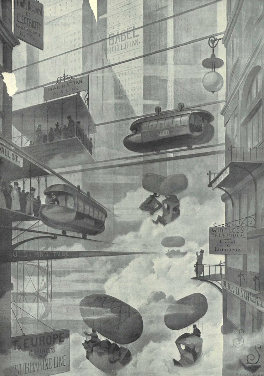 SciFiArchives's tweet photo. Frederick Strothman, New York in the year 2001, 1901. https://t.co/aRCZEr5Tv9