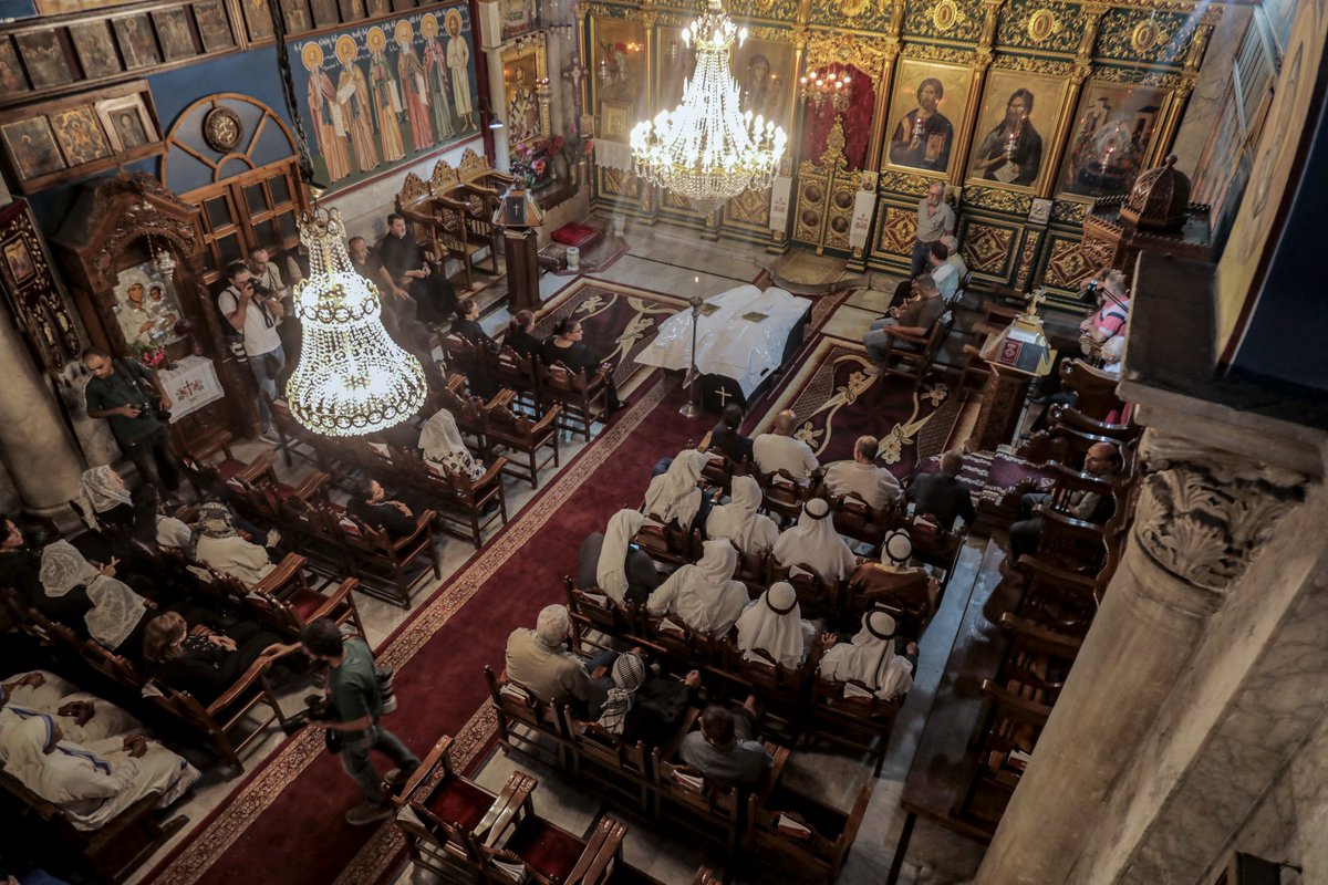 Muslim's tweet photo. Funeral held at Saint Porphyrius Church for Palestinian Christian mother Maysa Abu Daoud and her daughter Mary.

They were both k*lled in an Israeli airstrike on their home in Gaza City. https://t.co/QqlTAm0eH6