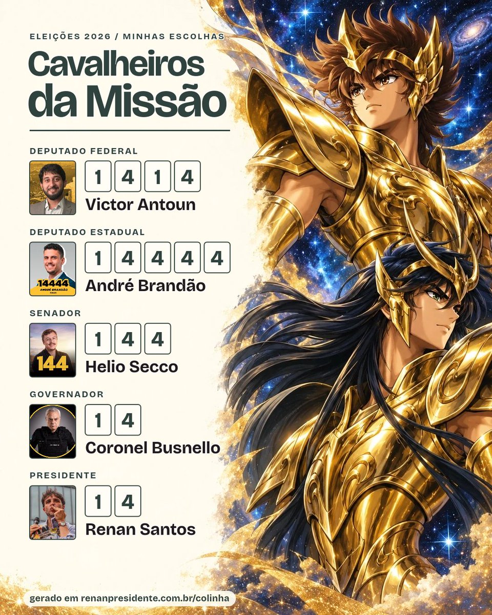 Manow26AkiTM's tweet photo. Já fez sua colinha para votar nos candidatos da Missão ?

⬛️ 🟨 ⬜️ 

[  https://t.co/8PXnKZ7Fbi  ]

⬛️ 🟨 ⬜️ 

NAO SOU OBRIGADO A VOTAR EM BANDIDO CORRUPTO !!!!

☕️😎👍

#SomosTodosRenanSantos14 
#RenanSantosPresidente 
#FechadoComRenan14 
#Renan14 
#Magé 
#R14 
#RJ

☕️😎👍 https://t.co/FTTlSFdJZB