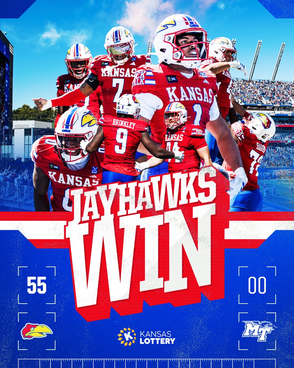 KU_Football's tweet photo. Handled business.

#RockChalk x @Kansas_Lottery https://t.co/sCHUOGgUiX