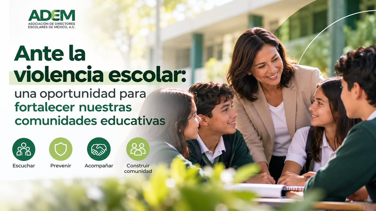 DuxPedagogico's tweet photo. Ante la violencia escolar, la respuesta no puede ser solo reaccionar: debemos escuchar, prevenir, acompañar y construir comunidad. 🏫💚
Una escuela segura también se construye con confianza, pertenencia y liderazgo.
#Educación https://t.co/RYjrP1iYqm #ADEM #LiderazgoEducativo #ConvivenciaEscolar