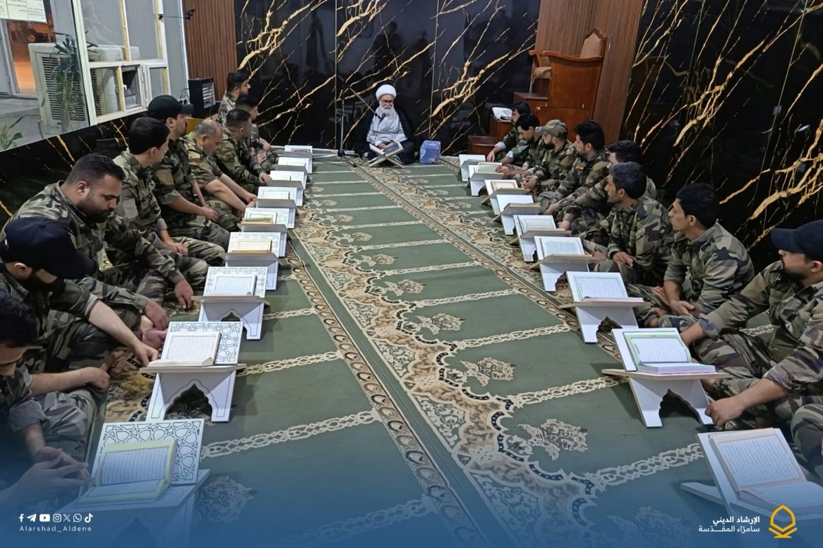 ershadalsaraya's tweet photo. جانب من مهام رجال الإرشاد بين صفوف مجـــ،،١هدي ألوية سامراء المقدسة، والتي شهدت زيارة نقاط المرابطة والمقرات، وإقامة صلوات الجماعة، كما اشتملت على إقامة الجلسات القرآنية وجانبٍ من أحكام التلاوة. https://t.co/OJMRaCdf15