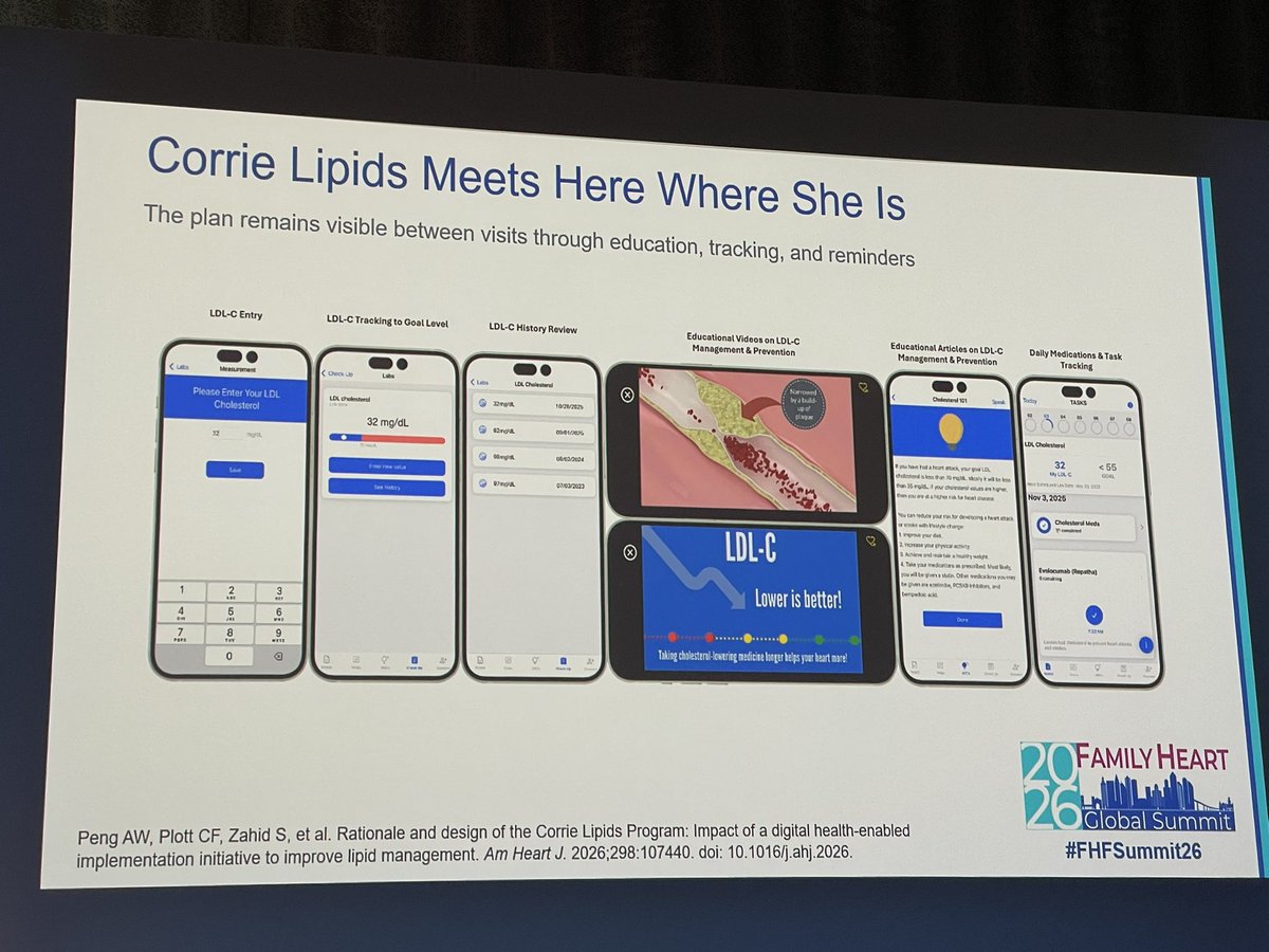 hillypaige2's tweet photo. #FHFSummit26
@DoctorMarvelMD gave such a high impact talk on building digital bridges to improve care
✅ ABCs of prevention are searchable in EMRs
✅ Corrie Lipids is a very impressive tool
@FamilyHeartFdn https://t.co/bmzPHs2IFk
