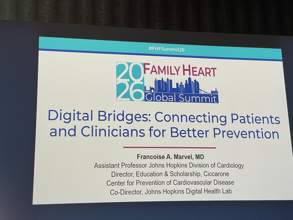 hillypaige2's tweet photo. #FHFSummit26
@DoctorMarvelMD gave such a high impact talk on building digital bridges to improve care
✅ ABCs of prevention are searchable in EMRs
✅ Corrie Lipids is a very impressive tool
@FamilyHeartFdn https://t.co/bmzPHs2IFk