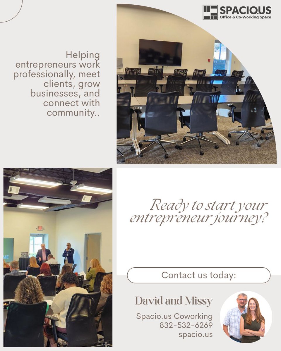 spacio_us's tweet photo. Solving space challenges for small businesses. https://t.co/3CSZvn5riY helps entrepreneurs work professionally, meet clients, grow their businesses, and build meaningful community connections. Let’s grow together! https://t.co/XvRhQnl6zP
