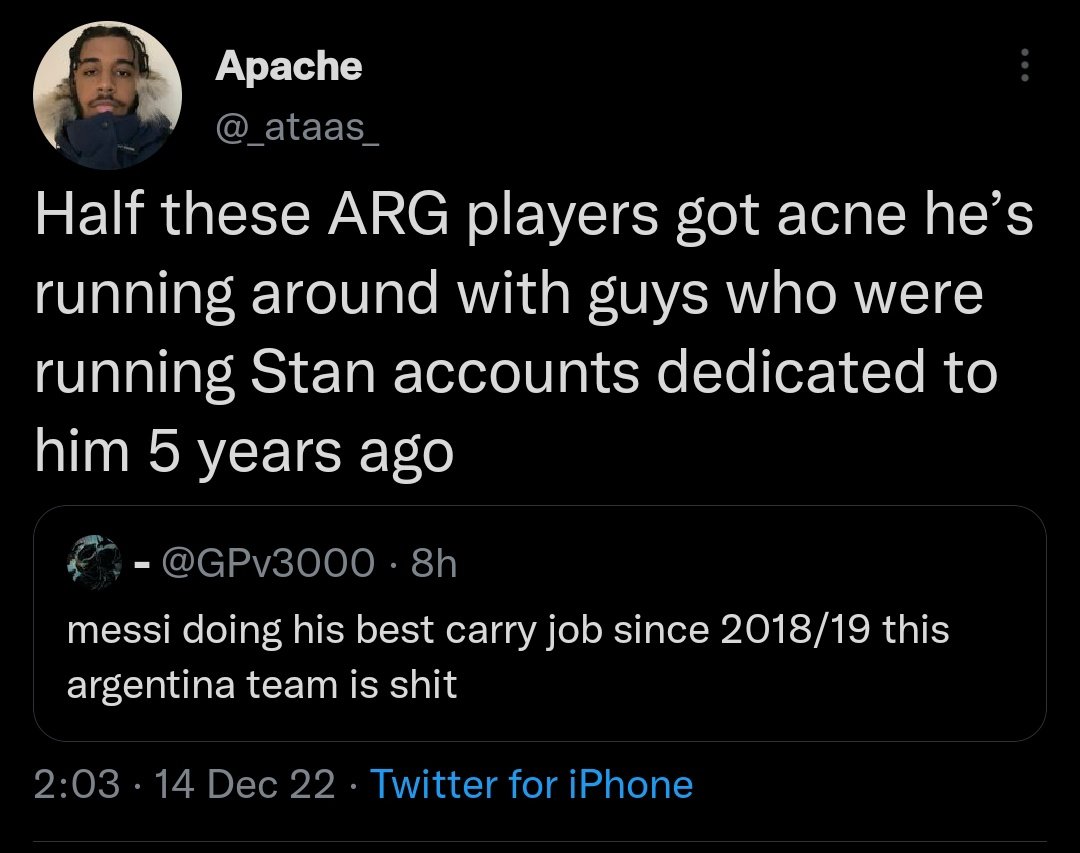needonegoalfc's tweet photo. caught that acne and fanboy stray in 2022 😭 his strongest warrior https://t.co/n5RLSBgYIZ