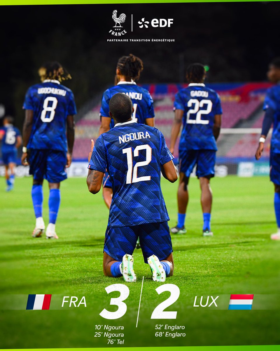 EDF_Foot's tweet photo. 𝗟𝗘𝗦 𝗕𝗟𝗘𝗨𝗘𝗧𝗦 𝗘𝗡𝗖𝗛𝗔𝗜𝗡𝗘𝗡𝗧 💙

2ème victoire en deux matchs pour nos espoirs.

Place maintenant au repos avant le dernier rendez-vous du mois contre la Suisse mardi 🗓️💪

#EDFFoot https://t.co/Q106tk6jym