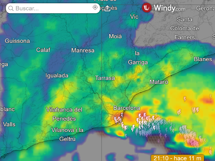 AlesandroSherry's tweet photo. 21:10h #Barcelona & prov. #Cataluña/#Catalunya
Red de #Radares #Meteo UE (#Francia/#España)
+
#Rayos (desde #Satélites #Meteo) https://t.co/j1zhcfNR0B